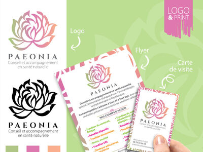 Hiceo réalise un logo, un flyer et des cartes de visite pour Paeonia